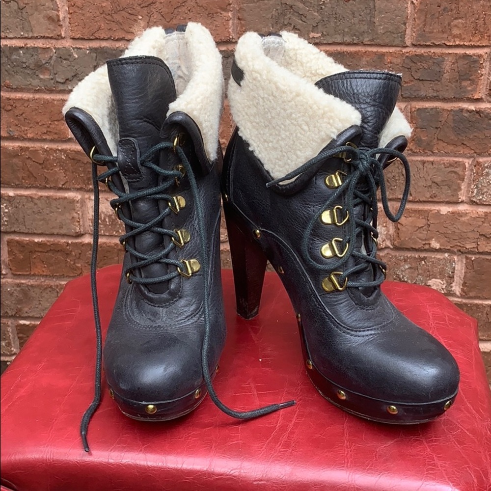 BCBGeneration 3 inch faux fur lined leather boots